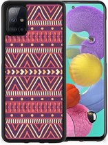 Leuk TPU Backcase Geschikt voor Samsung Galaxy A51 Telefoonhoesje met Zwarte rand Aztec Purple