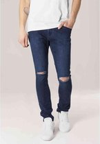 Urban Classics Broek rechte pijpen -Taille, 34 inch- Slim Fit Knee Cut Blauw