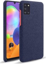 Samsung Galaxy A31 Hoesje met Stof Textuur Hard Back Cover Blauw