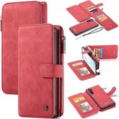 CaseMe - Samsung Galaxy Note 10 hoesje - Wallet Book Case met Ritssluiting - Rood