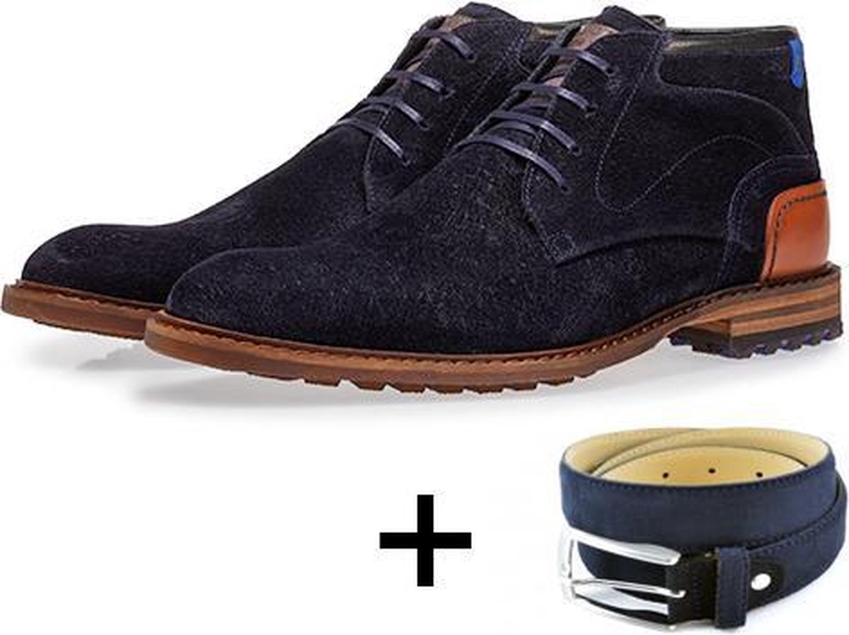 Floris van Bommel Veterschoenen Herenschoenen Donkerblauw Suède Heren  Mannen Boots | bol.com