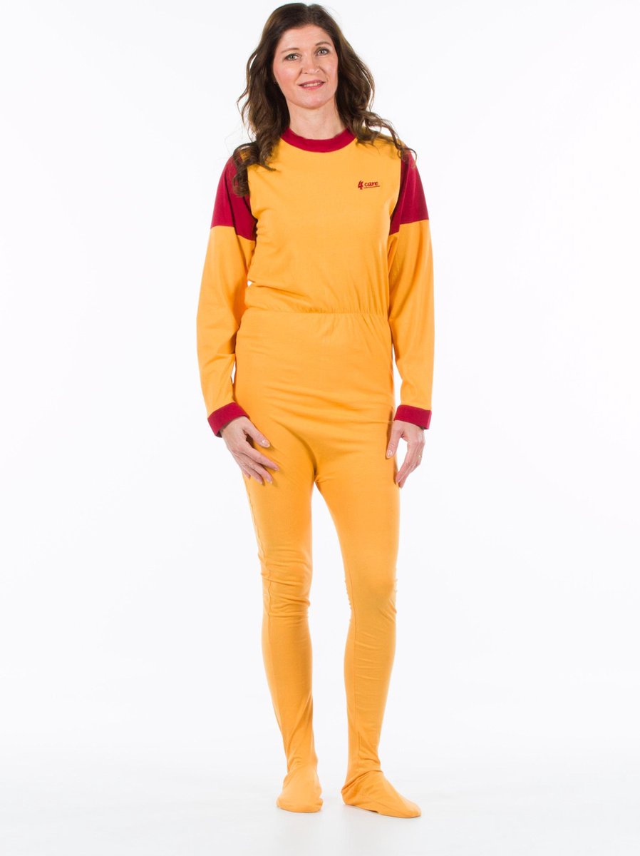 Goedkoopste Jersey hansop met voet | Rugritssluiting | Plukpak | Geel | XS