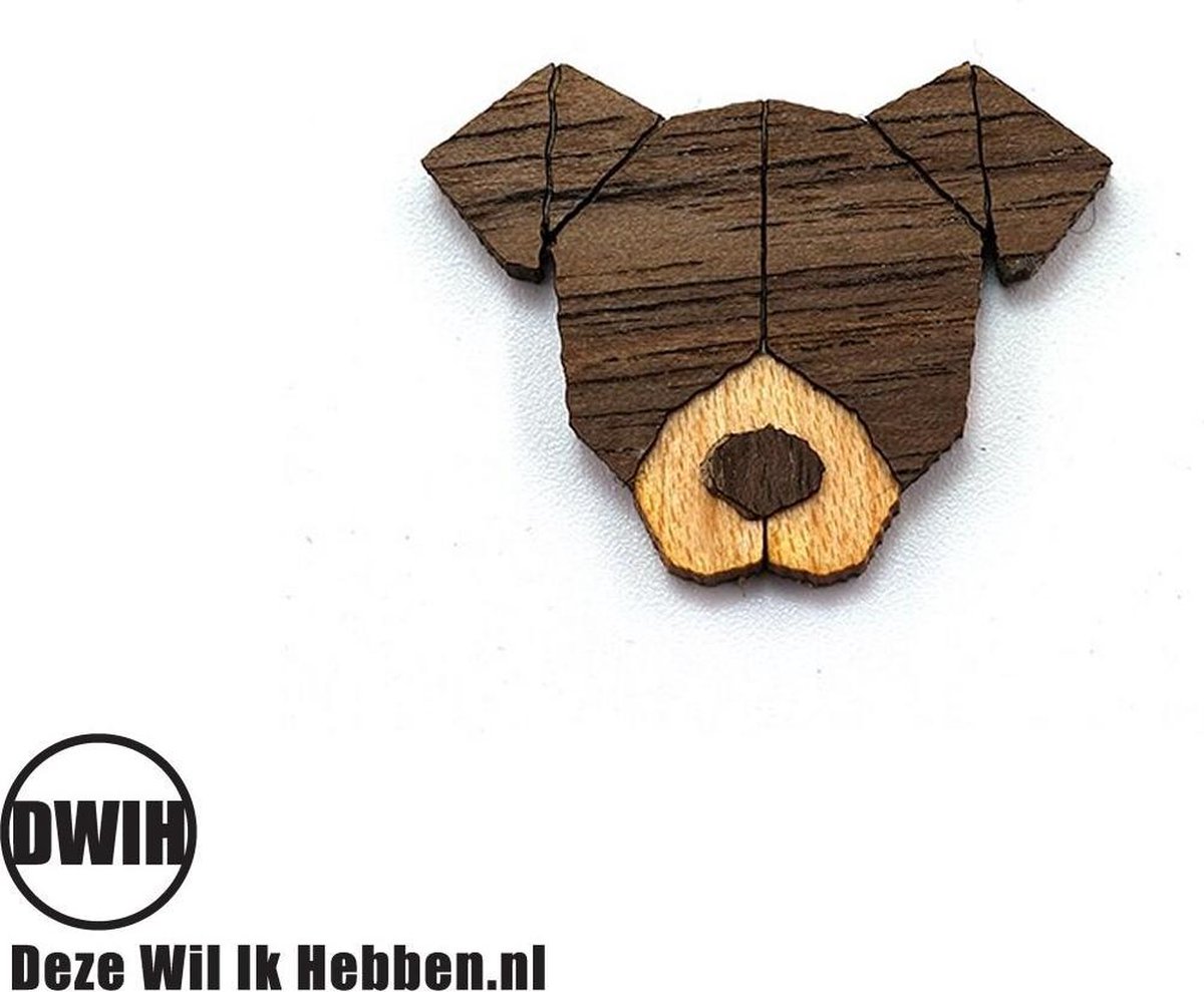 Houten Broche / Pin Hond