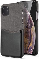Apple iPhone 11 Pro Card Case | Zwart - Grijs | PU Leren Back Cover | Wallet | Pasjeshouder