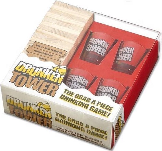 Lifetime Games Drunken Tower drinkspel - drankspel - Tipsy tower shotspel - Met 4 shotglazen en 60 stenen