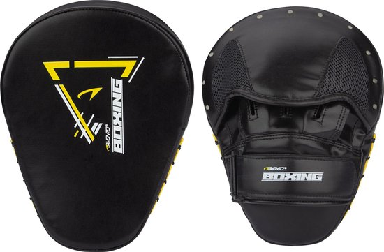 Foto: Avento boks sparring handpads set van 2 zwart geel