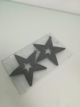 Kerststerren - 2 stuks - inclusief hanger - grijs