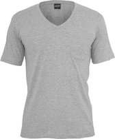 Urban Classics Heren Tshirt -XS- V-Neck Pocket Grijs