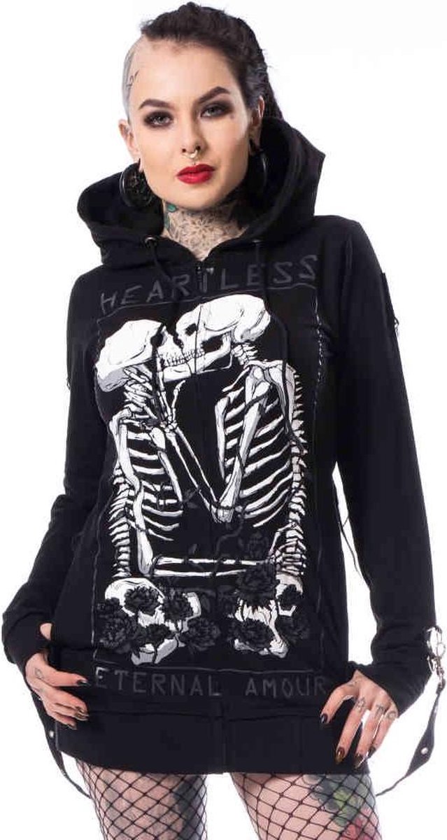 Heartless Karin Hood Dames Vest met capuchon - zwart - 4XL