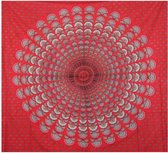 Grand foulard B64 - Mandala - Rood - Wandkleed - Bedsprei - Strandlaken - Grandfoulard