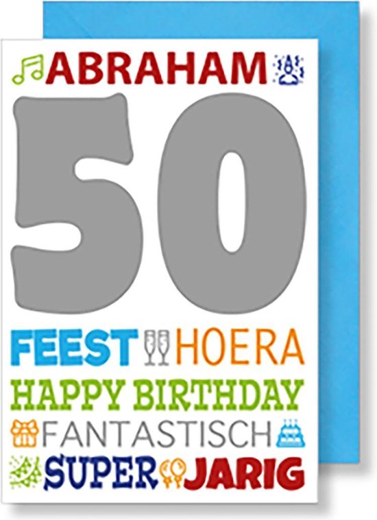 lettergreep rammelaar onenigheid 6x dubbele wenskaart met envelop - Gefeliciteerd - Abraham - 50 - 11,5 x 17  cm | bol.com