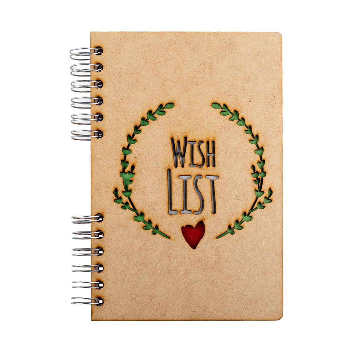 KOMONI - Duurzaam houten Notitieboek - Dagboek - Gerecycled papier - Navulbaar - A6 - Gelinieerd - Wishlist