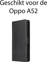 OPPO A52 Hoesje Bookcase Zwart - OPPO A52 Hoesje Wallet Case - OPPO A52 Book Case - OPPO A52 Portemonee Cover Zwart