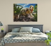 Dinosaurus T-Rex tropical attack - Foto op Canvas - 40 x 30 cm