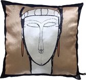 MA-FEELING Sierkussen Mask (Goudkleurig, 45x45 cm) - Fluweel - Uniek cadeau - Handgemaakt - Duurzaam