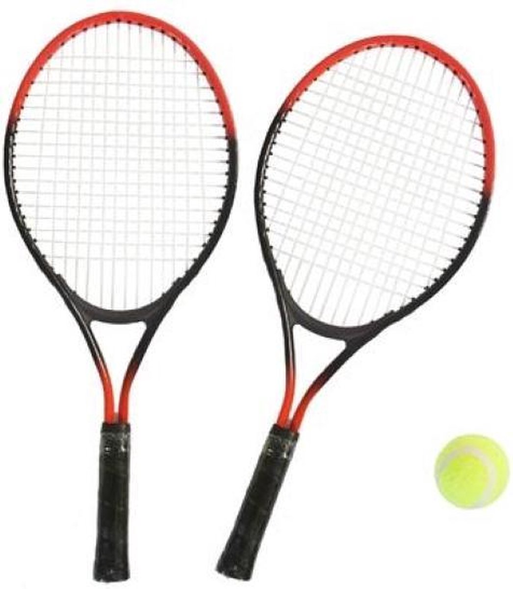 Tennisset - 2 Rackets met bal - rood