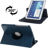 360 graden rotatie Crazy Horse-textuur lederen tas met houder voor Galaxy Tab 3 (10.1) / P5200 / P5210, donkerblauw (donkerblauw)