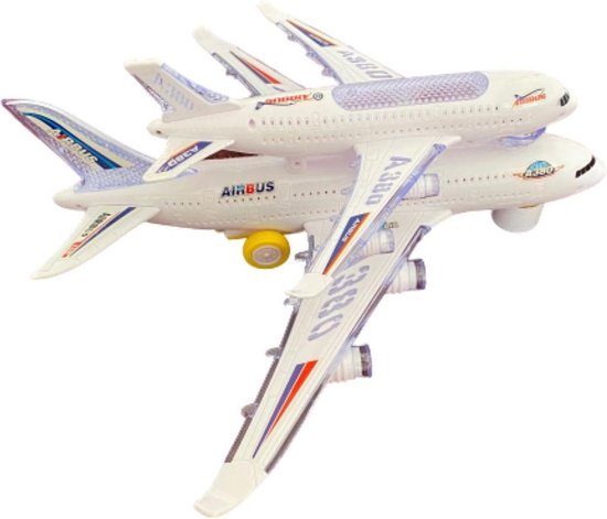 Dubbeldek Airbus A380 speelgoed vliegtuig 44 CM groot met licht en geluid |  bol.com