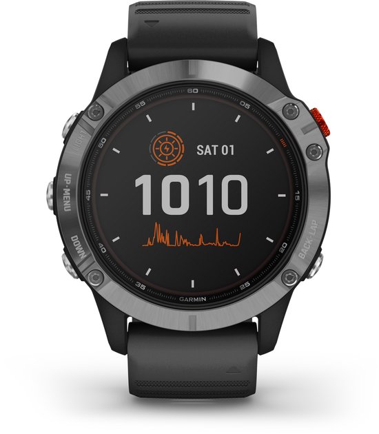 Garmin Fenix 6 Solar  Multisport Smartwatch - Geavanceerde GPS Tracker - 10ATM Waterdicht - Zilver/Zwart