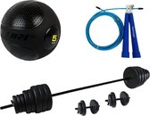 Workout set Tunturi - Dumbellset - Halterset - 50 kg Gewichten - Blauw Springtouw - Slam Ball 5 kg