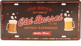 Wandbord – Mancave – Old Barrel bord – Vintage - Retro -  Wanddecoratie – Reclame bord – Restaurant – Kroeg - Bar – Cafe - Horeca – Metal Sign - Bier – Bier liefhebber – Bier brouwerij - 15x30cm