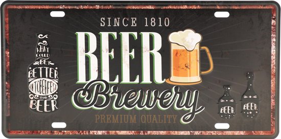 Wandbord – Mancave – Beer Brewery bord – Vintage - Retro -  Wanddecoratie – Reclame bord – Restaurant – Kroeg - Bar – Cafe - Horeca – Metal Sign - Bier – Bier liefhebber – Bier brouwerij - 15x30cm