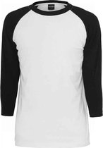 Urban Classics Raglan Tshirt -M- Contrast 3/4 Sleeve Zwart/Wit