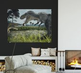 Dinosaurus T-Rex battlefield duo - Foto op Plexiglas - 40 x 30 cm
