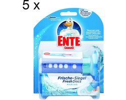 WC-Eend / WC-Ente / WC Canard / Toilet Duck Fresh Disc Marine toiletblok- 1 dispenser met 6 blokjes x 5 - Voordeelverpakking