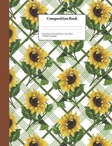 Composition Book College-Ruled Blooming Sunflower Tartan Pattern
