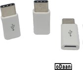 Set van 3 verloop adapter MICRO USB-adapter naar USB-C - Opzetstuk - Micro-USB to USB C Converter - Wit - oDaani