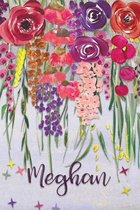 Meghan: Personalized Lined Journal - Colorful Floral Waterfall (Customized Name Gifts)