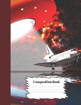 Composition Book: Space Aliens & UFOs & Extraterrestrial Life Pattern Composition Notebook Lined Wide Rule Notebook for Kids Back to Sch
