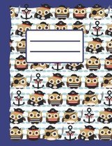 Pirate Owl: Cute Composition Notebook For Boys And Girls, Collage Ruled, Great For School