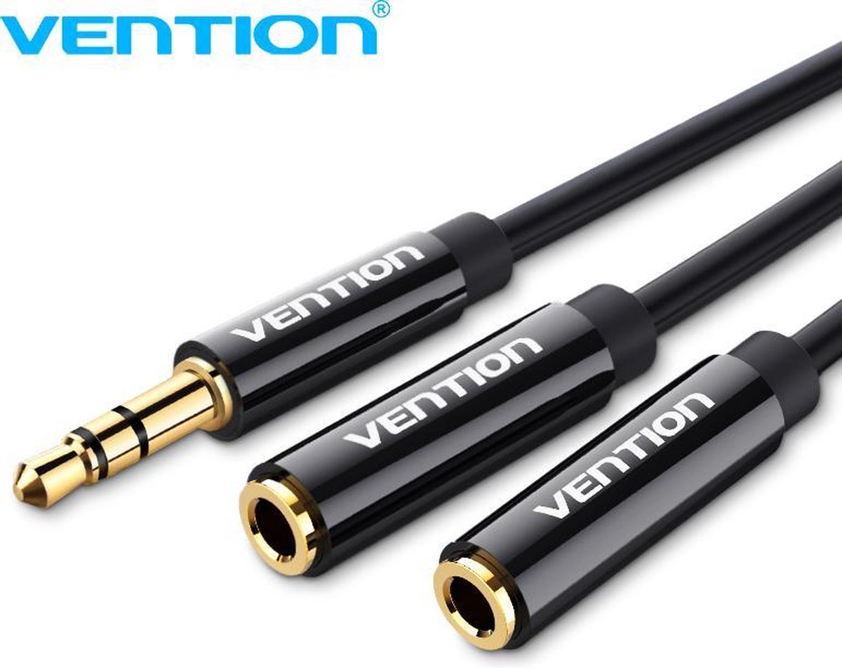 Vention Audio Splitter 3.5 mm Aux Jack - Koptelefoon splitter - Gold-Plated
