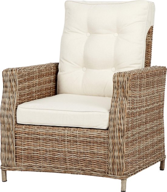 4xGram fauteuil tuin incl. kussen, naturel en off white. | bol.com