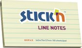 Stick'n sticky notes - 76x127mm gelinieerd, pastel geel, 100 memoblaadjes
