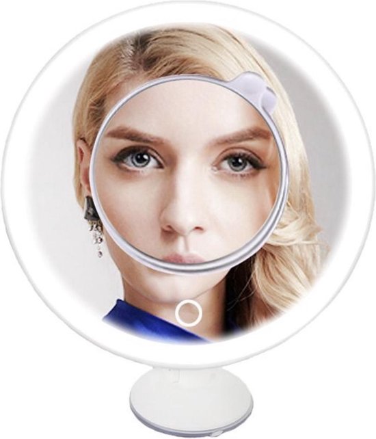 Make-Up spiegel 5x vergroting - Verlichting dimbaar met touch - Wit - Merkloos