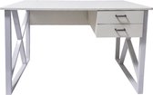 Bureau computer tafel Stoer - laptop buro - industrieel modern - metaal  hout - wit