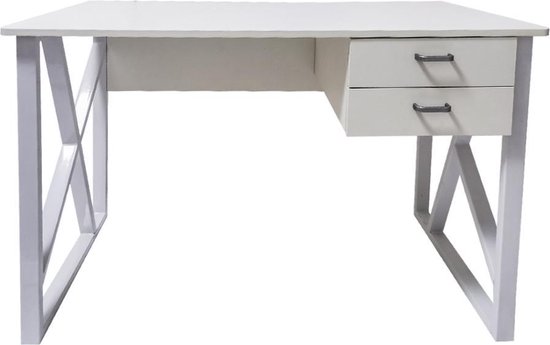 computer tafel Stoer - laptop - industrieel modern - metaal hout - wit | bol.com