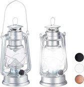 Relaxdays 2 x lantaarn led - stormlamp - windlicht - olielamp - retro stijl op batterijen