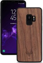 Kudu Samsung Galaxy S9 PLUS hoesje case - Houten backcover - Handgemaakt in Nederland - Slim fit - Walnoot - Zwart