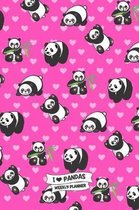 I Love Pandas: Cute Pink Design Pandas Pocket Weekly 2 Year Diary, Organizer & Notebook