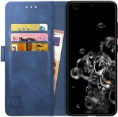 Rosso Element Book Case Wallet Hoesje Geschikt voor Samsung Galaxy S20 Ultra | Portemonnee | 3 Pasjes | Magneetsluiting | Stand Functie | Blauw