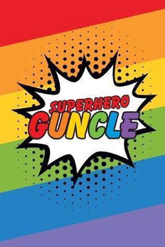 Superhero Guncle Journal Comic Book Pop Art Style Rainbow Pride Blank