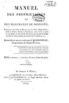 Manuel des propri�taires et des marchands de boissons
