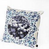 Sierkussen - Indoor Delfts Tulpen - Wit En Blauw - 50 Cm X 50 Cm