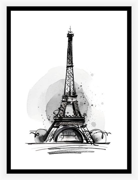 bezoeker beschaving kalmeren Parijs poster - Eiffeltoren poster- kamer poster - liefde -zwart wit poster  -... | bol.com