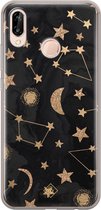 Huawei P20 Lite hoesje siliconen - Counting the stars | Huawei P20 Lite (2018) case | zwart | TPU backcover transparant