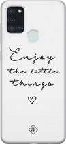 Samsung A21s hoesje siliconen - Enjoy life | Samsung Galaxy A21s case | geel | TPU backcover transparant